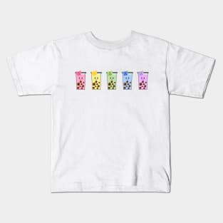 Rainbow Boba Cups Kids T-Shirt